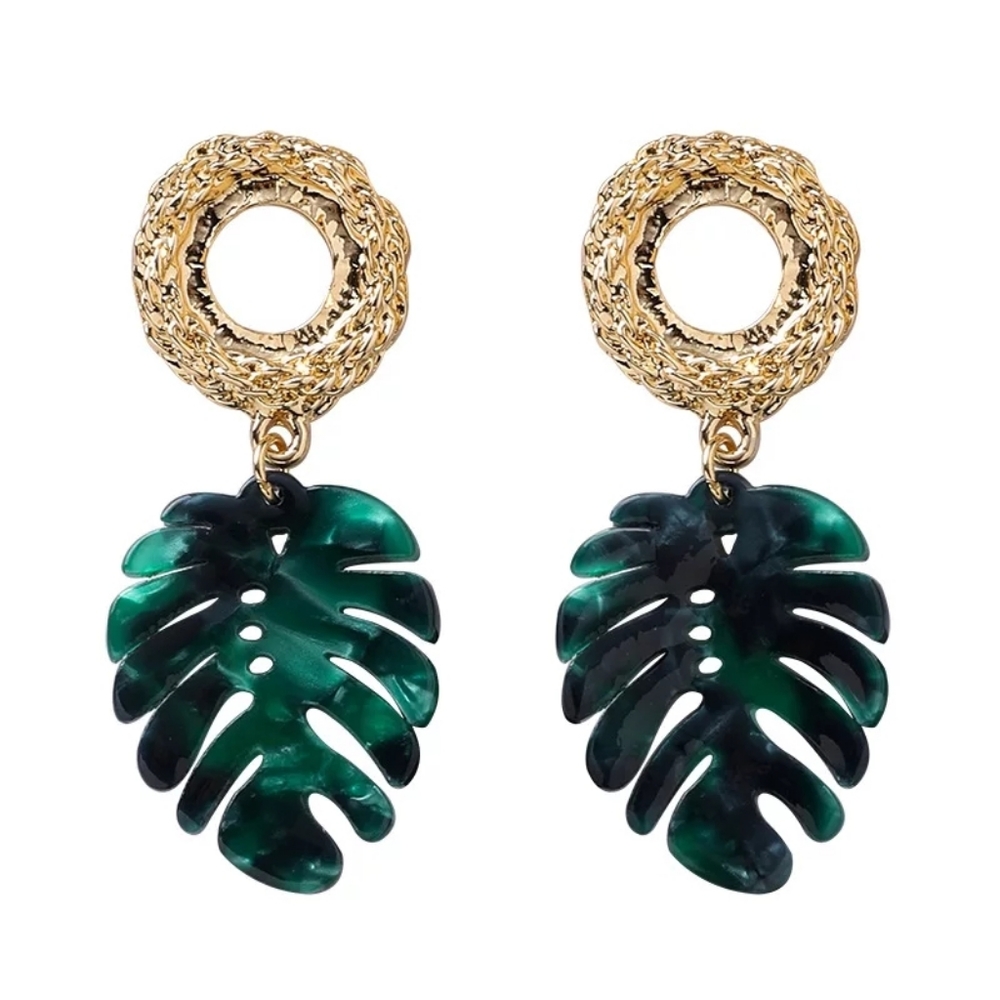 Artistic Irregular Leaf Earrings Short Leaf